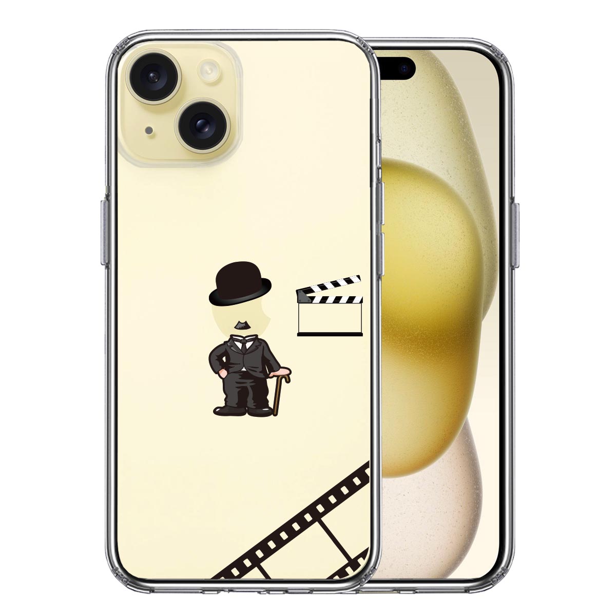 iPhone15ケース iPhoneカバー 側面ソフト 背面ハード ハイブリッド クリア ケース 映画パロディ コメディアン 2の画像