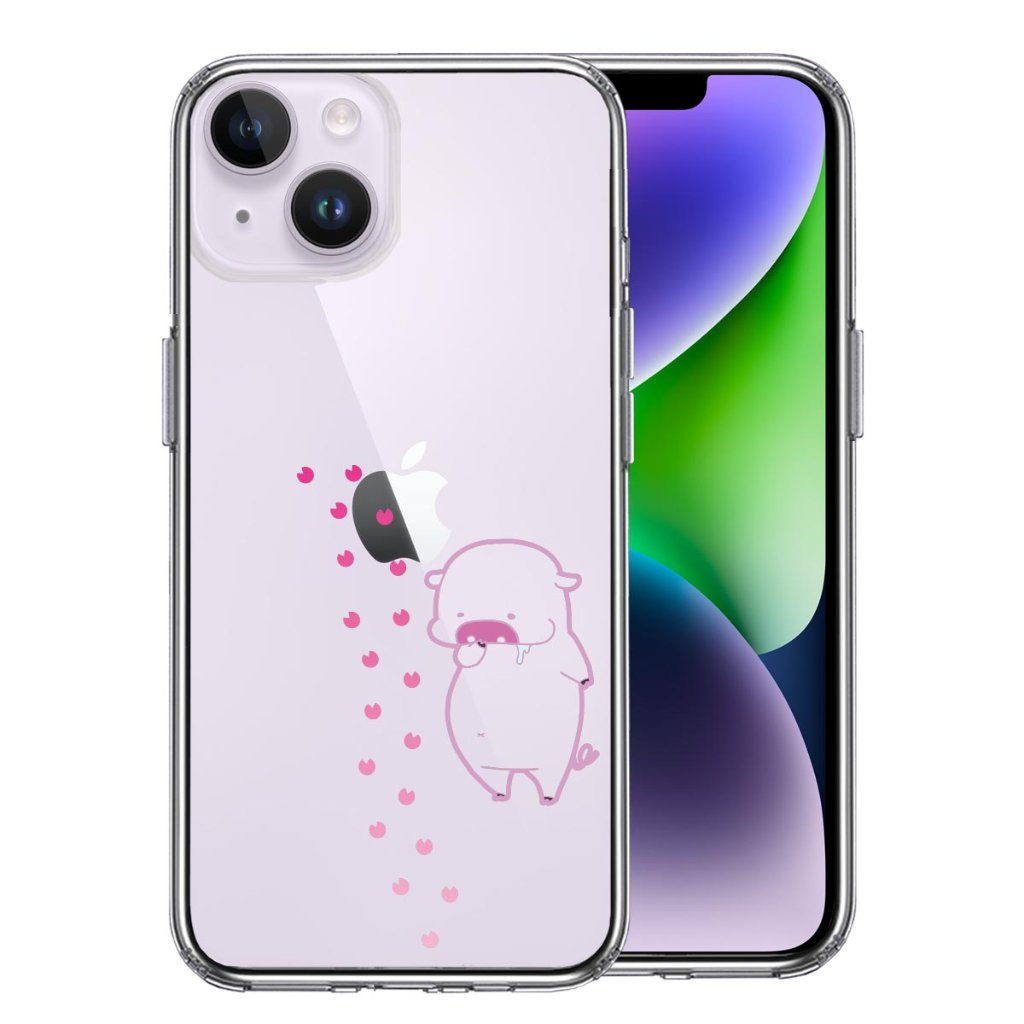 iPhone14ケース iPhoneカバー 側面ソフト 背面ハード ハイブリッド クリア ケース ぶた フットプリントの画像