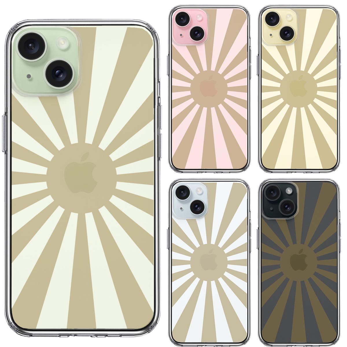 iPhone15ケース iPhoneカバー 側面ソフト 背面ハード ハイブリッド クリア ケース 旭日旗 太陽 日本の画像