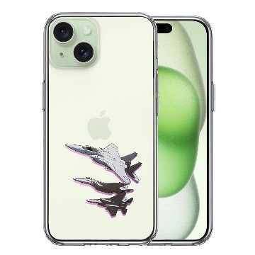 iPhone15ケース iPhoneカバー 側面ソフト 背面ハード ハイブリッド クリア ケース 戦闘機 F-15J 編隊飛行 ブレイク ！の画像