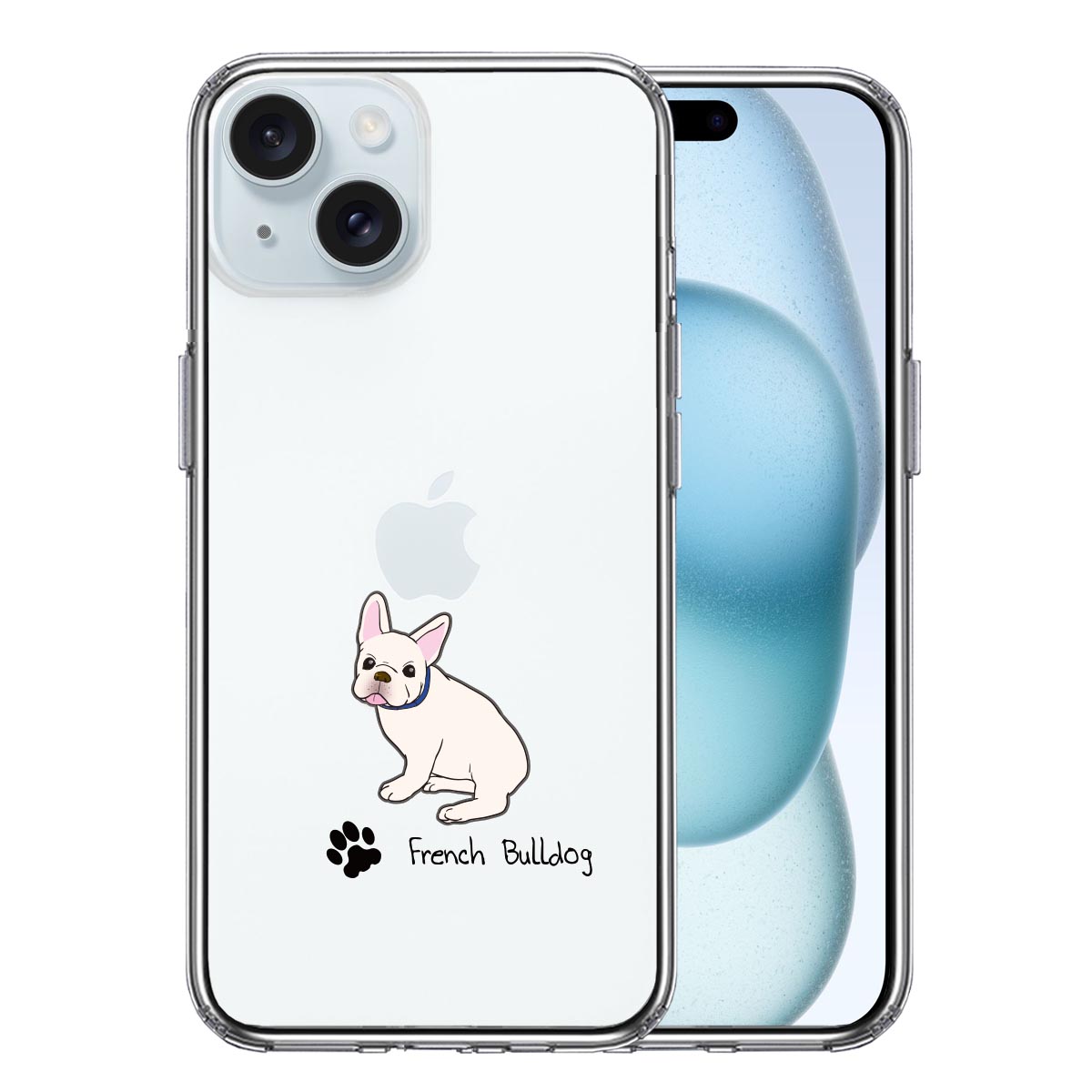 iPhone15ケース iPhoneカバー 側面ソフト 背面ハード ハイブリッド クリア ケース フレンチブルドック 2の画像