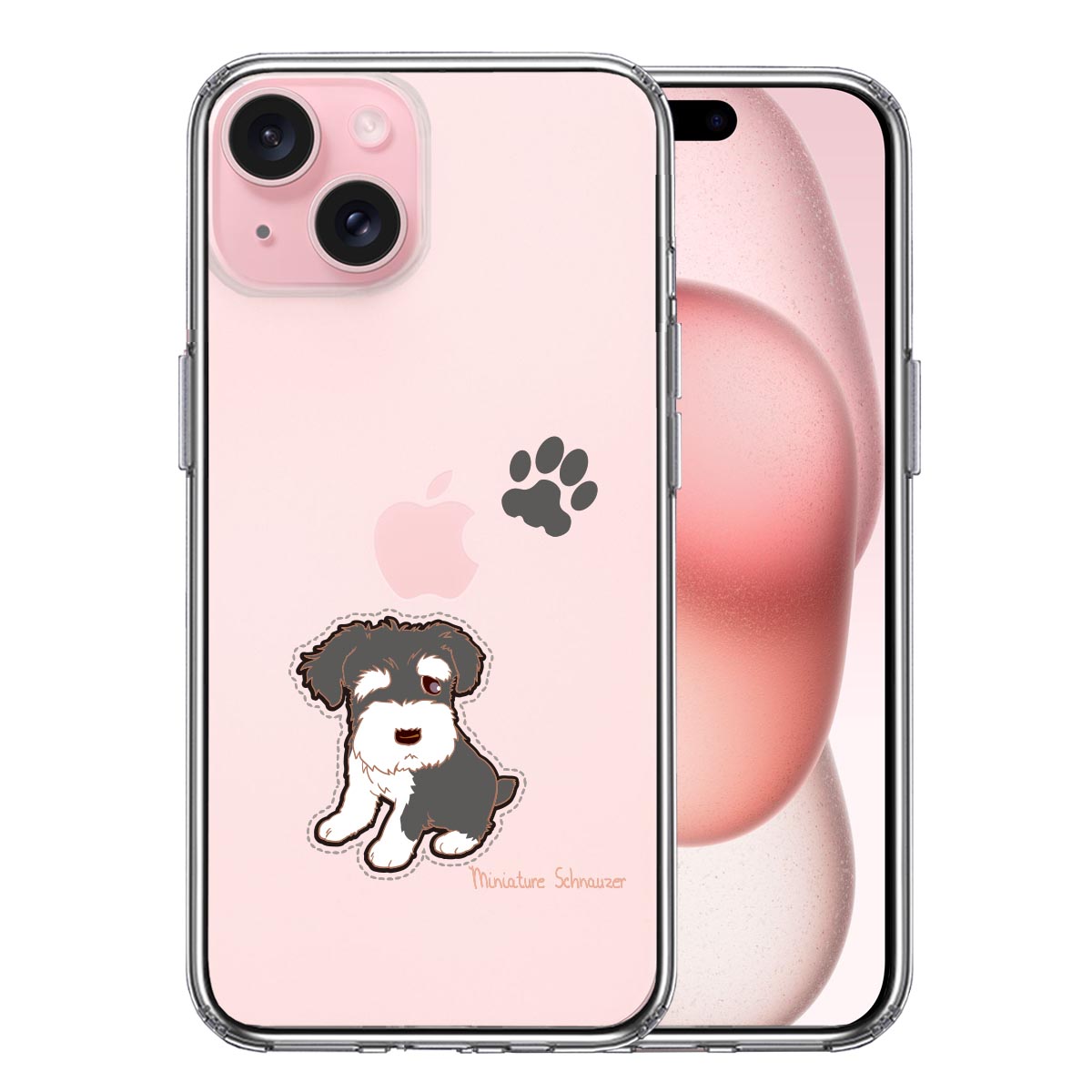 iPhone15ケース iPhoneカバー 側面ソフト 背面ハード ハイブリッド クリア ケース  シュナウザー 1の画像