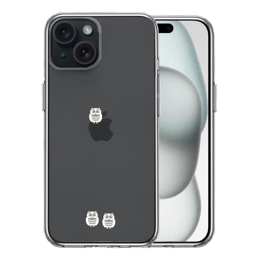 iPhone15ケース iPhoneカバー 側面ソフト 背面ハード ハイブリッド クリア ケース  ふくろう 三羽の画像