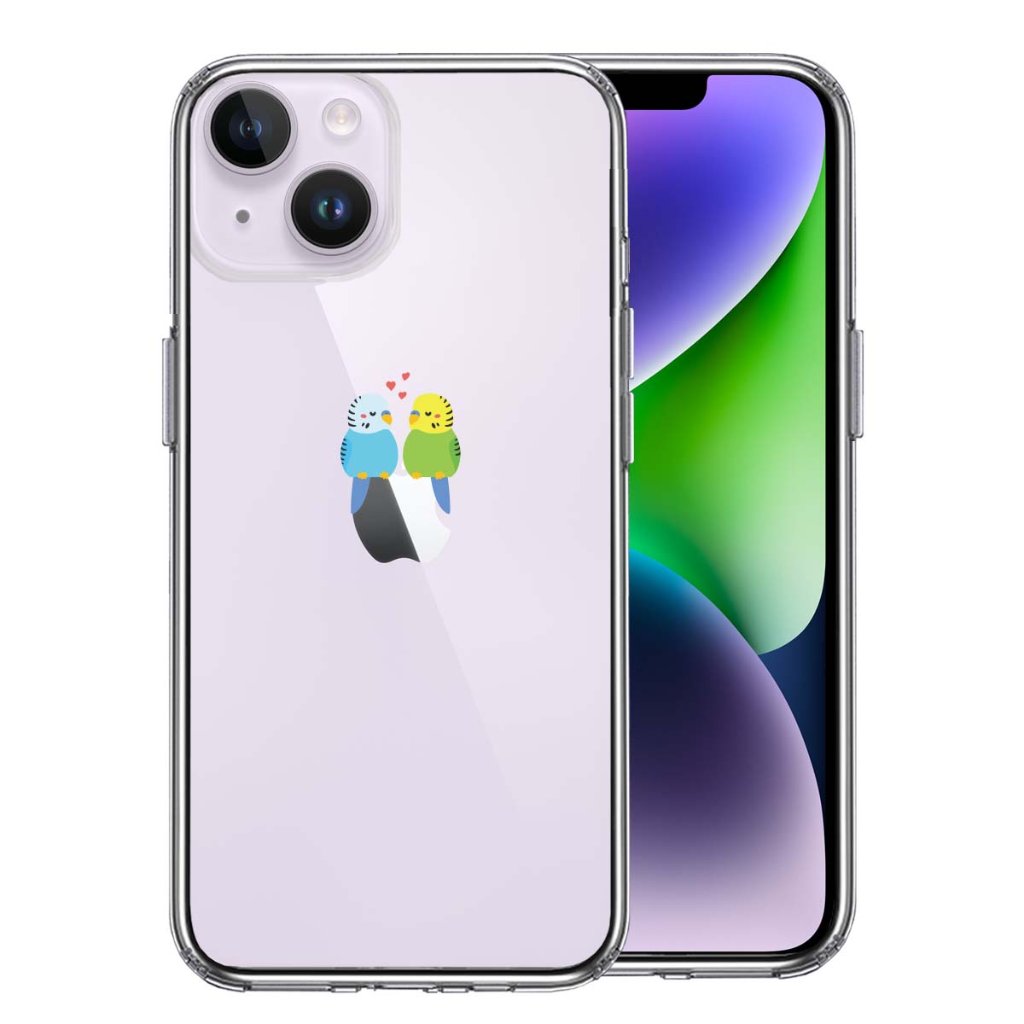 iPhone14ケース iPhoneカバー スマホケース スマホカバー クリアケース 側面ソフト 背面ハード ハイブリッド クリア ケース インコ カップル LOVE ラブの画像