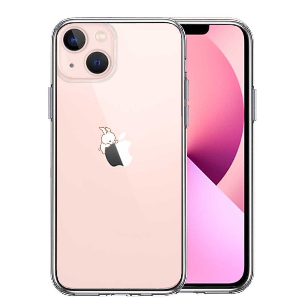 iPhone13miniケース iPhoneカバー スマホケース スマホカバー クリアケース 側面ソフト 背面ハード ハイブリッド クリア ケース うさぴょん うさぎ appleが愛しいの画像