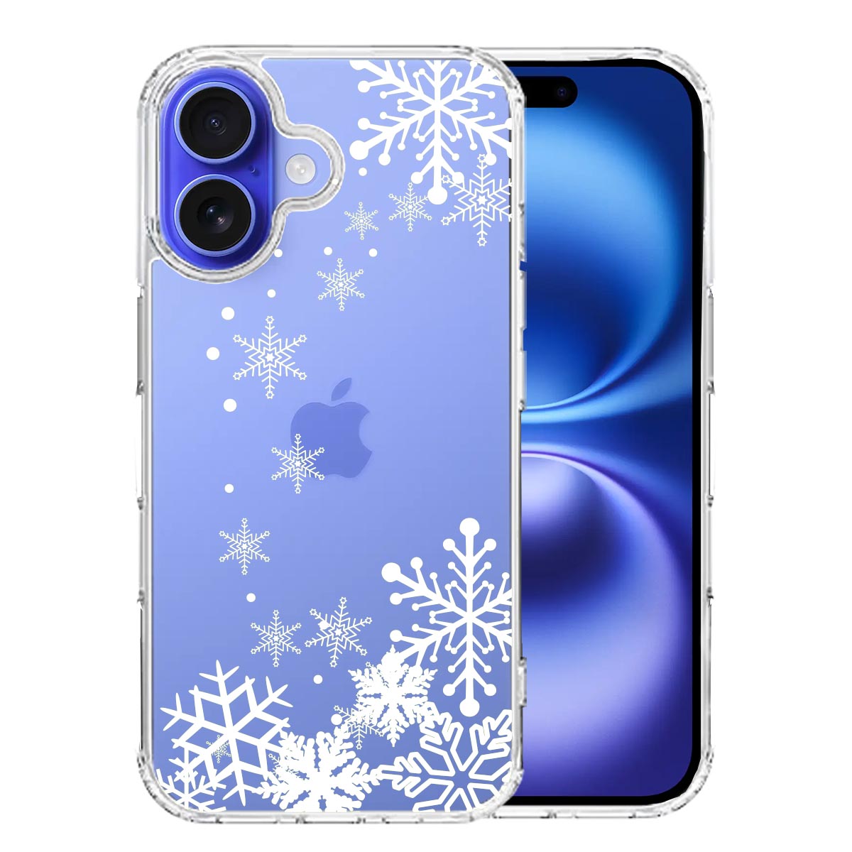 iPhone16 側面ソフト 背面ハード ハイブリッド クリア ケース 雪の結晶の画像