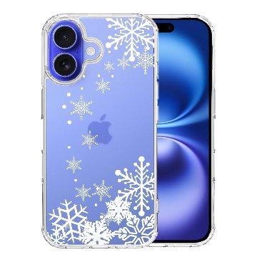 iPhone16 側面ソフト 背面ハード ハイブリッド クリア ケース 雪の結晶の画像
