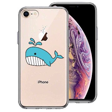 iPhone8 側面ソフト 背面ハード ハイブリッド クリア ケース 鯨 クジラの画像