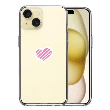 iPhone15 側面ソフト 背面ハード ハイブリッド クリア ケース ハート マークの画像