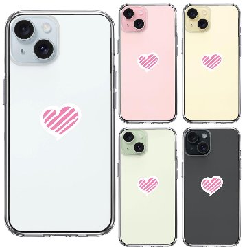 iPhone15 側面ソフト 背面ハード ハイブリッド クリア ケース ハート マークの画像