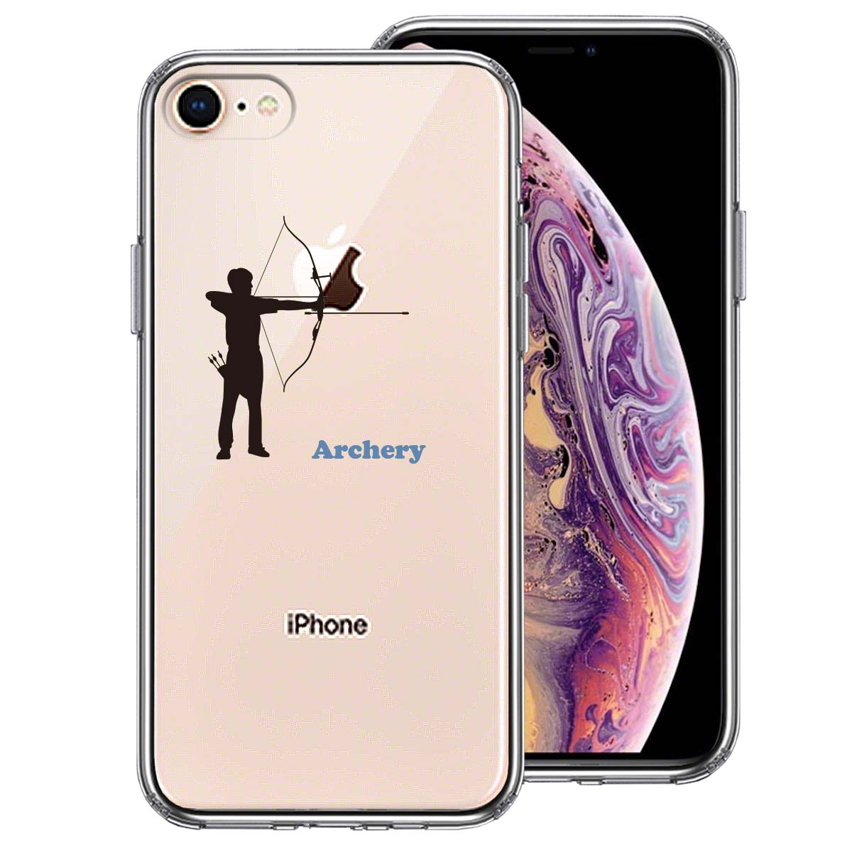 iPhone8 側面ソフト 背面ハード ハイブリッド クリア ケース アーチェリー 洋弓の画像