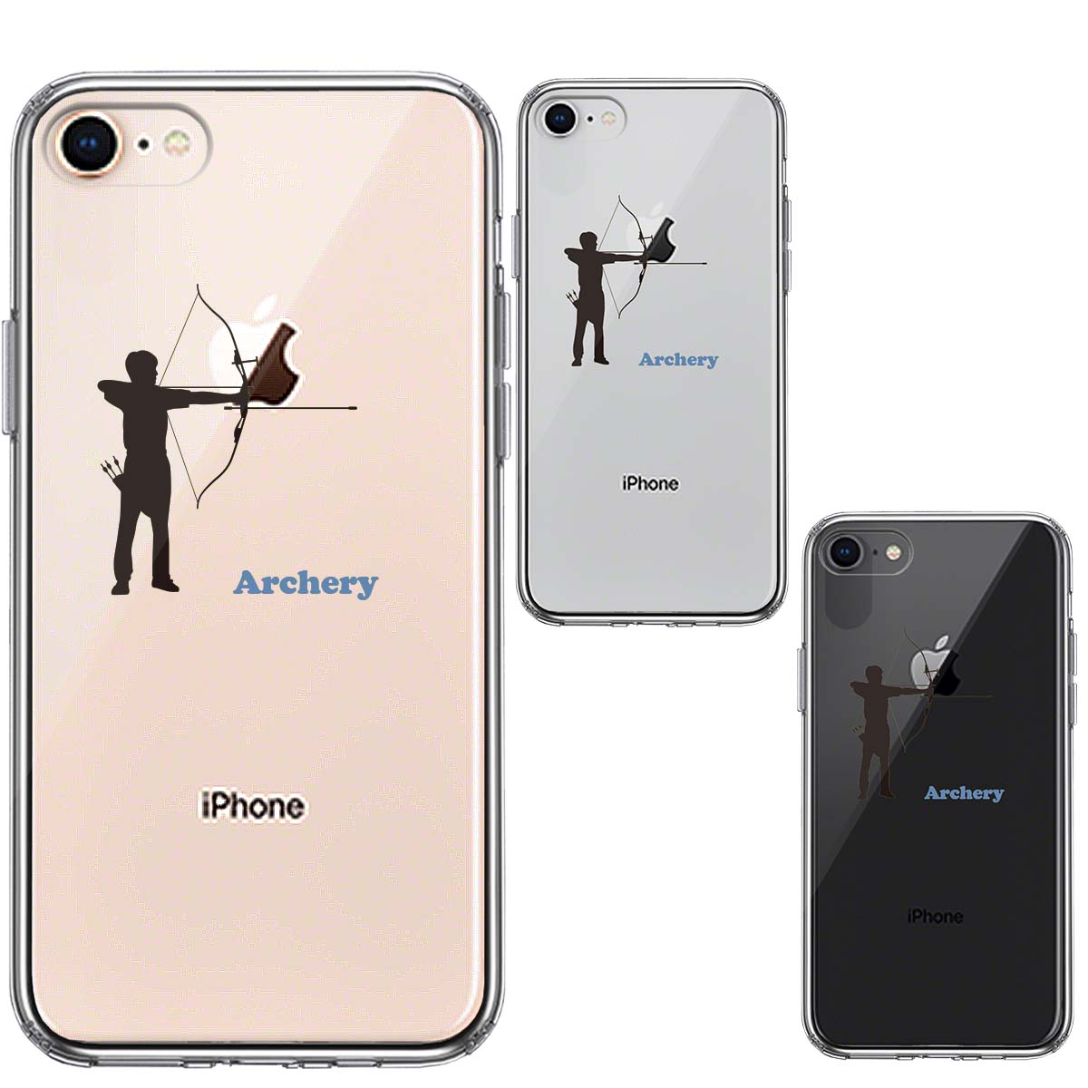 iPhone8 側面ソフト 背面ハード ハイブリッド クリア ケース アーチェリー 洋弓の画像