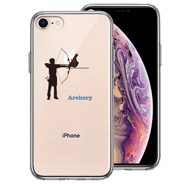 iPhone8 側面ソフト 背面ハード ハイブリッド クリア ケース アーチェリー 洋弓の画像