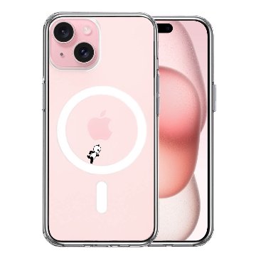 iPhone 15 MagSafe対応 側面ソフト 背面ハード ハイブリッド ケース よく見たら パンダ 小走り中!の画像