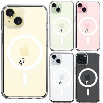 iPhone 15 MagSafe対応 側面ソフト 背面ハード ハイブリッド ケース よく見たら パンダ 小走り中!の画像