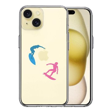 iPhone15 側面ソフト 背面ハード ハイブリッド クリア ケース サーファーの画像