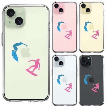iPhone15 側面ソフト 背面ハード ハイブリッド クリア ケース サーファーの画像