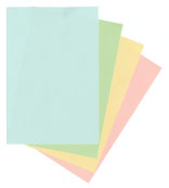 色上質紙中厚口ハガキサイズプリンター用紙  あさぎ うぐいす クリーム 桃 4色×各５００枚画像