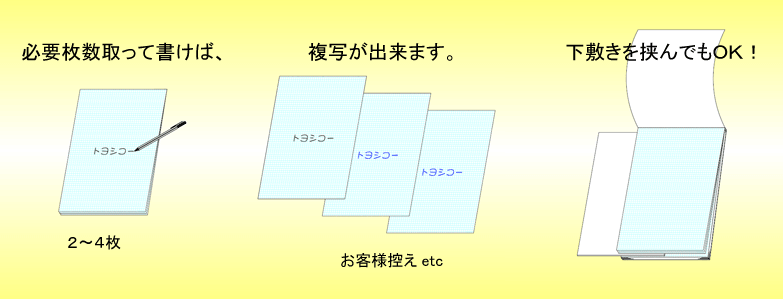 複写式ノーカーボンセクションパッドの使用例