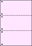 A4 ピンク上質５５kg 3分割／マイクロミシン目・ファイル穴－図