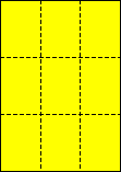 A4 中厚口 イエロー 縦3面×横3面 9分割/マイクロミシン目入り用紙 250枚の画像
