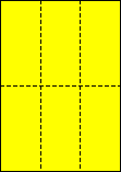 A4 中厚口 イエロー 縦2面×横3面 6分割/マイクロミシン目入り用紙 250枚の画像