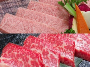 米沢牛 (焼肉用) 霜降りカルビ ＆ 赤身カルビ セットの画像