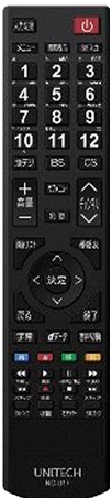 ユニテク純正テレビ用リモコン：RC-017の画像