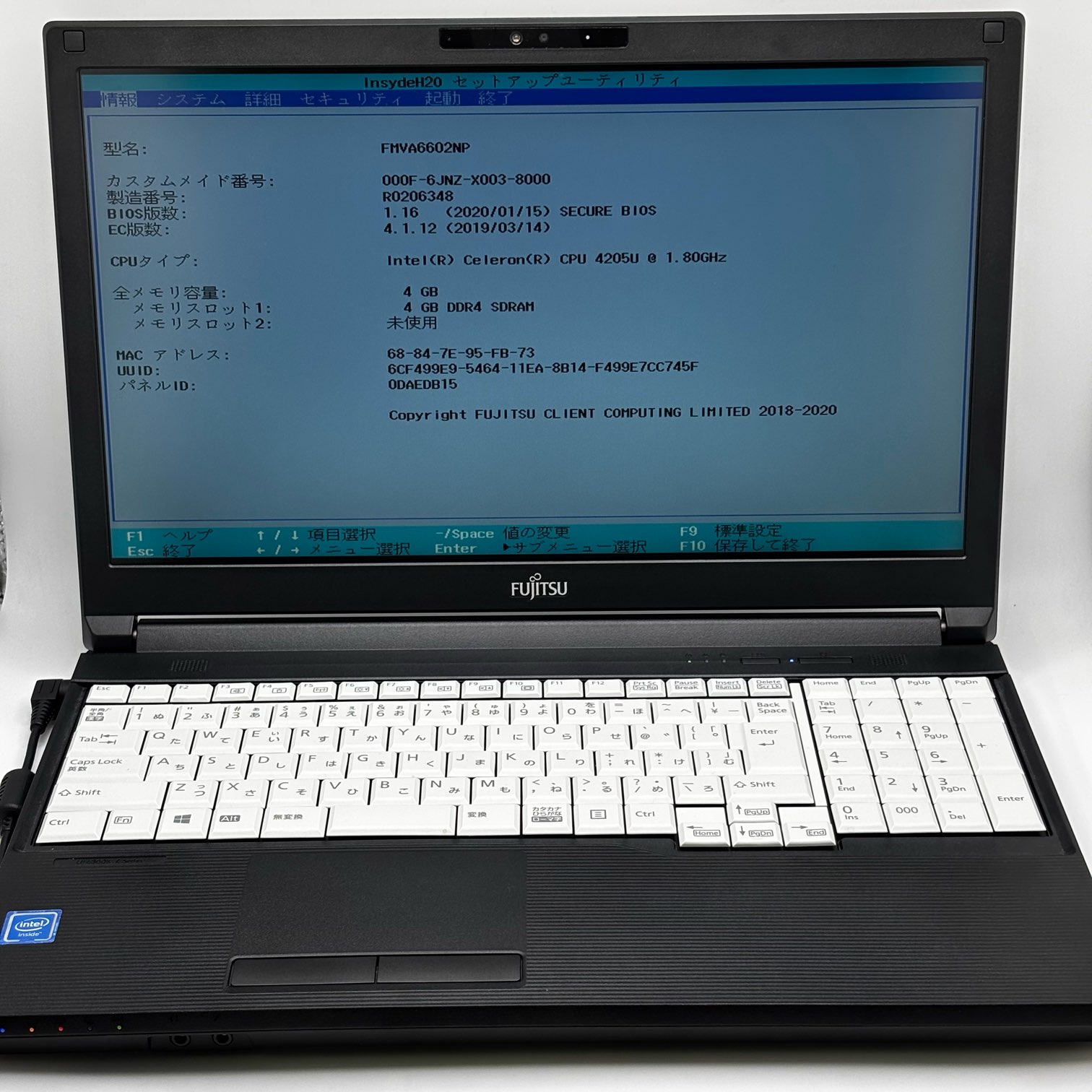 富士通 LIFEBOOK A579/CX 【Celeron 4205U(1.80GHz)/4GB/500GB】の画像