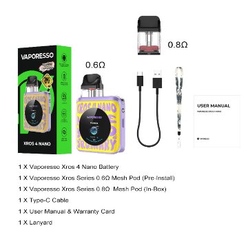 【XROS 4 Nano Pod Kit 1350mAh】VAPORESSOの画像