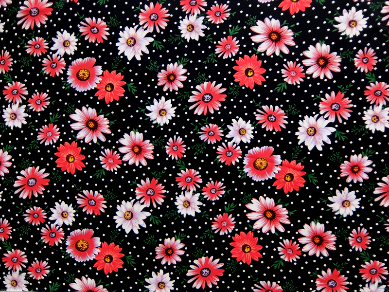 花柄×ドット（クロ地）の画像