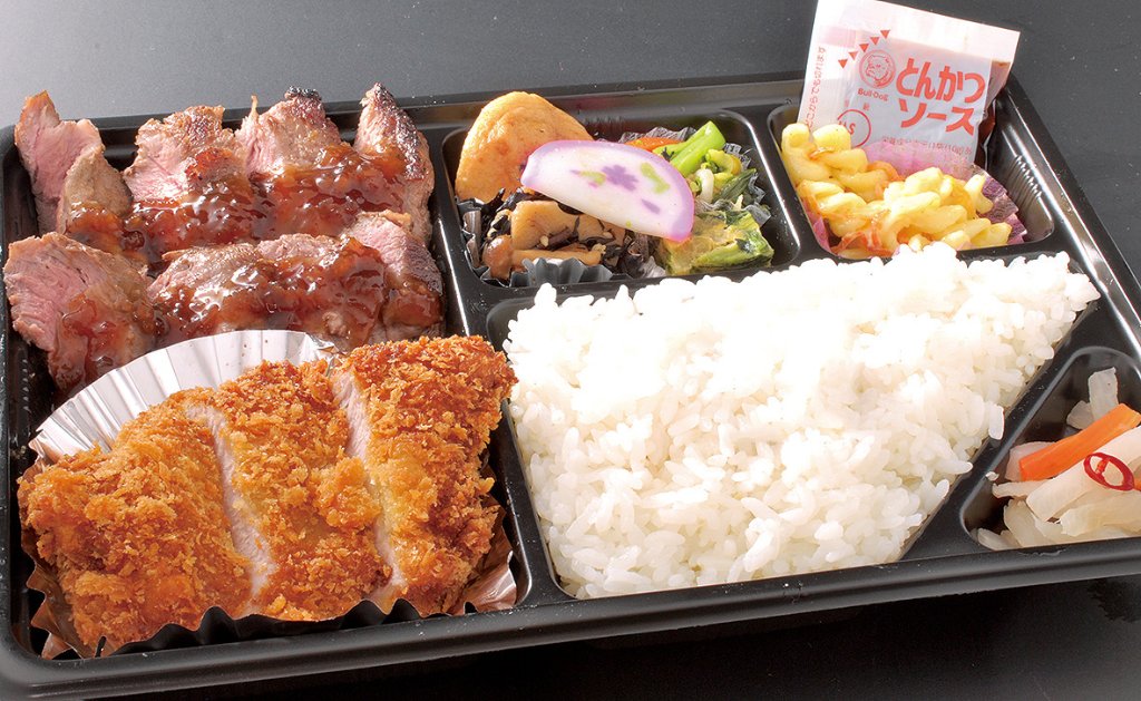 葡萄牛ステーキ＆熟成豚ひれかつ弁当の画像