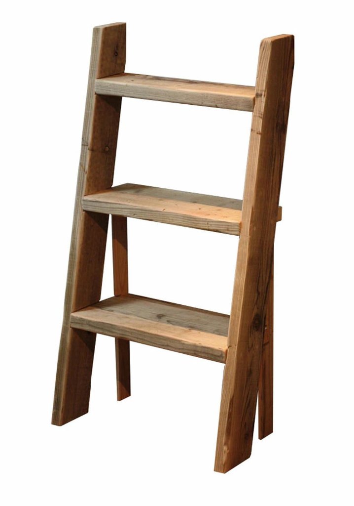 [WE-005] OLD ASHIBA ラダーシェルフ（奥行ワイド） 幅460ｍｍ 3段 ●補助脚付きの画像