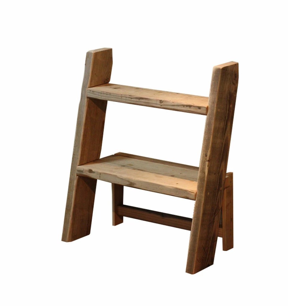 [WE-010] OLD ASHIBA ラダーシェルフ（奥行ワイド） 幅560ｍｍ 2段 ●補助脚付きの画像