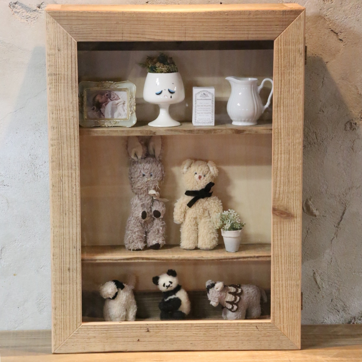 OLD ASHIBA（足場板古材）古材フレーム ガラスキャビネット Lサイズ