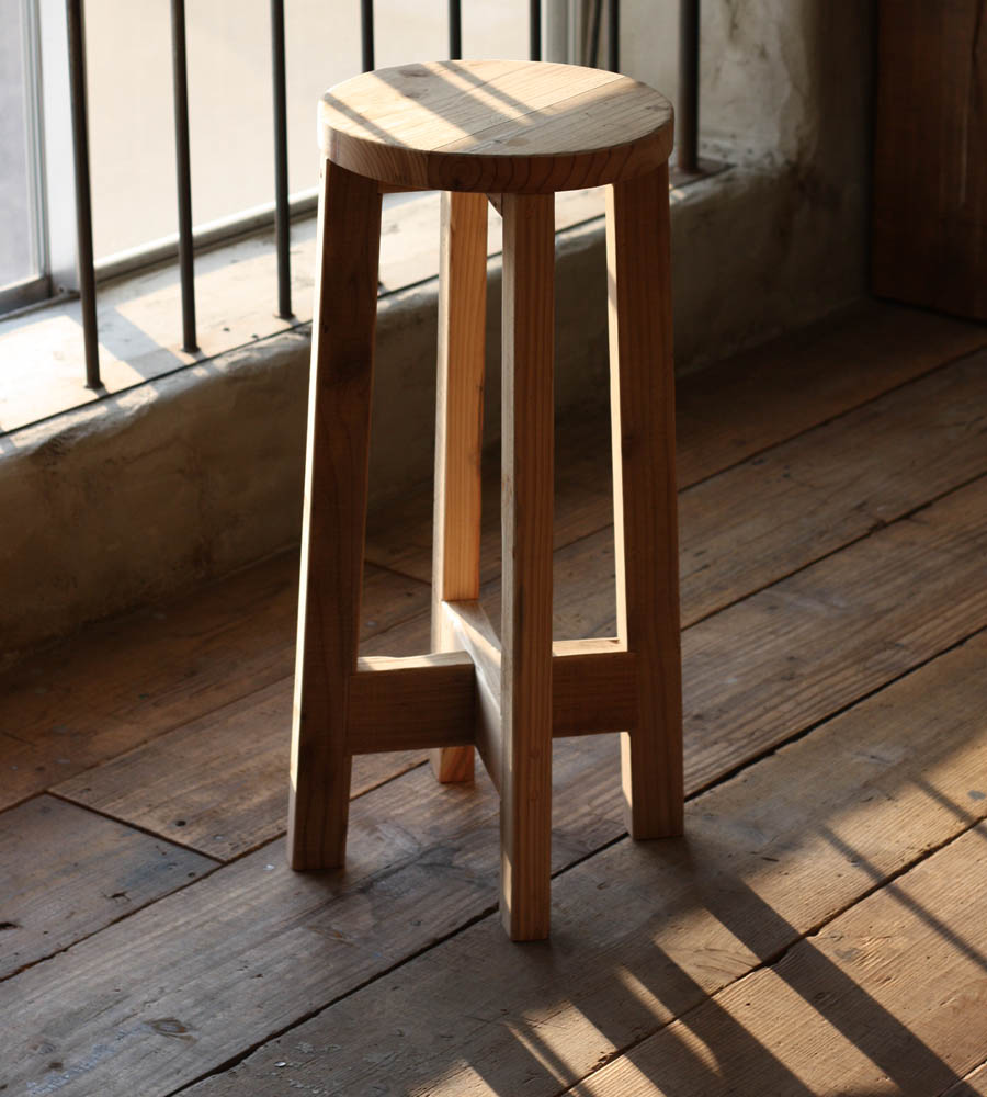 OLD ASHIBA(足場古材) 丸椅子 （イス）高さ700mm画像