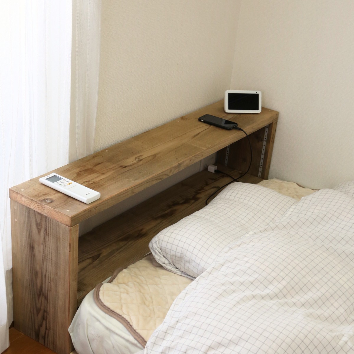 古材 コの字 収納ラック(可動棚1枚) 幅1110〜1200ｍｍ×高さ310〜400ｍｍ×奥行240ｍｍ 【受注生産】の画像