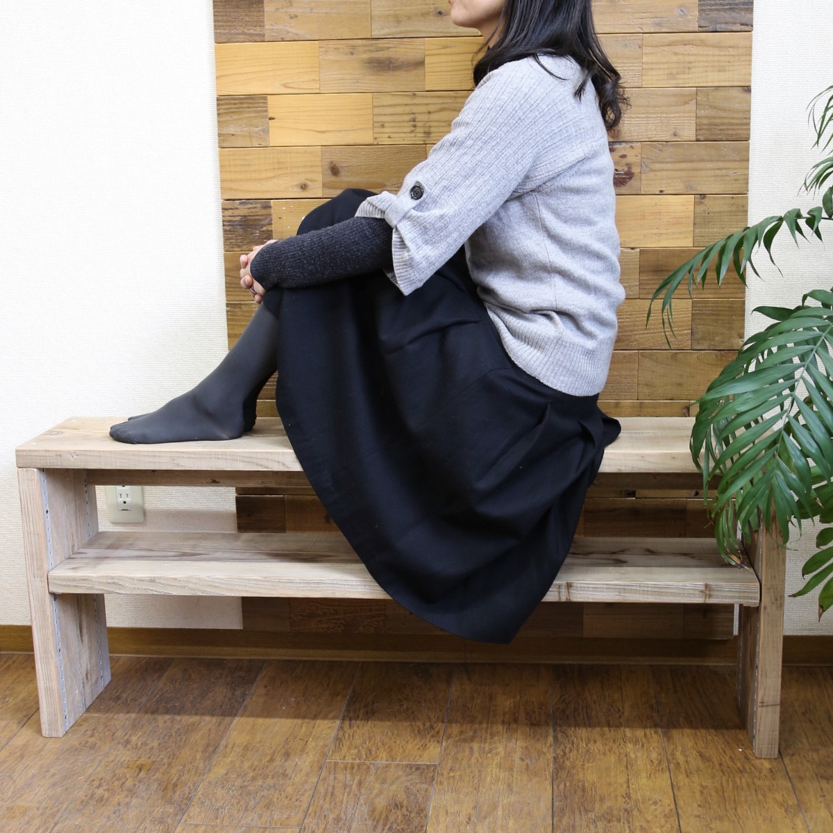 古材 コの字 収納ラック(可動棚1枚) 幅1110〜1200ｍｍ×高さ310〜400ｍｍ×奥行240ｍｍ 【受注生産】の画像