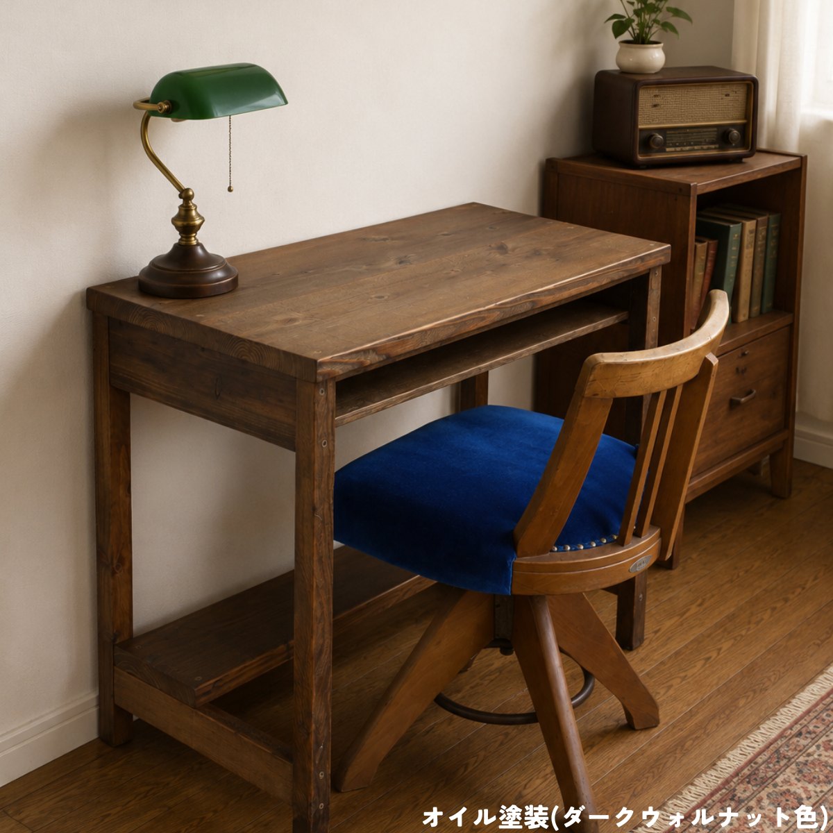 OLD ASHIBA レトロな棚付きデスク 幅610〜700ｍｍ×奥行450ｍｍ×高さ700ｍｍの画像