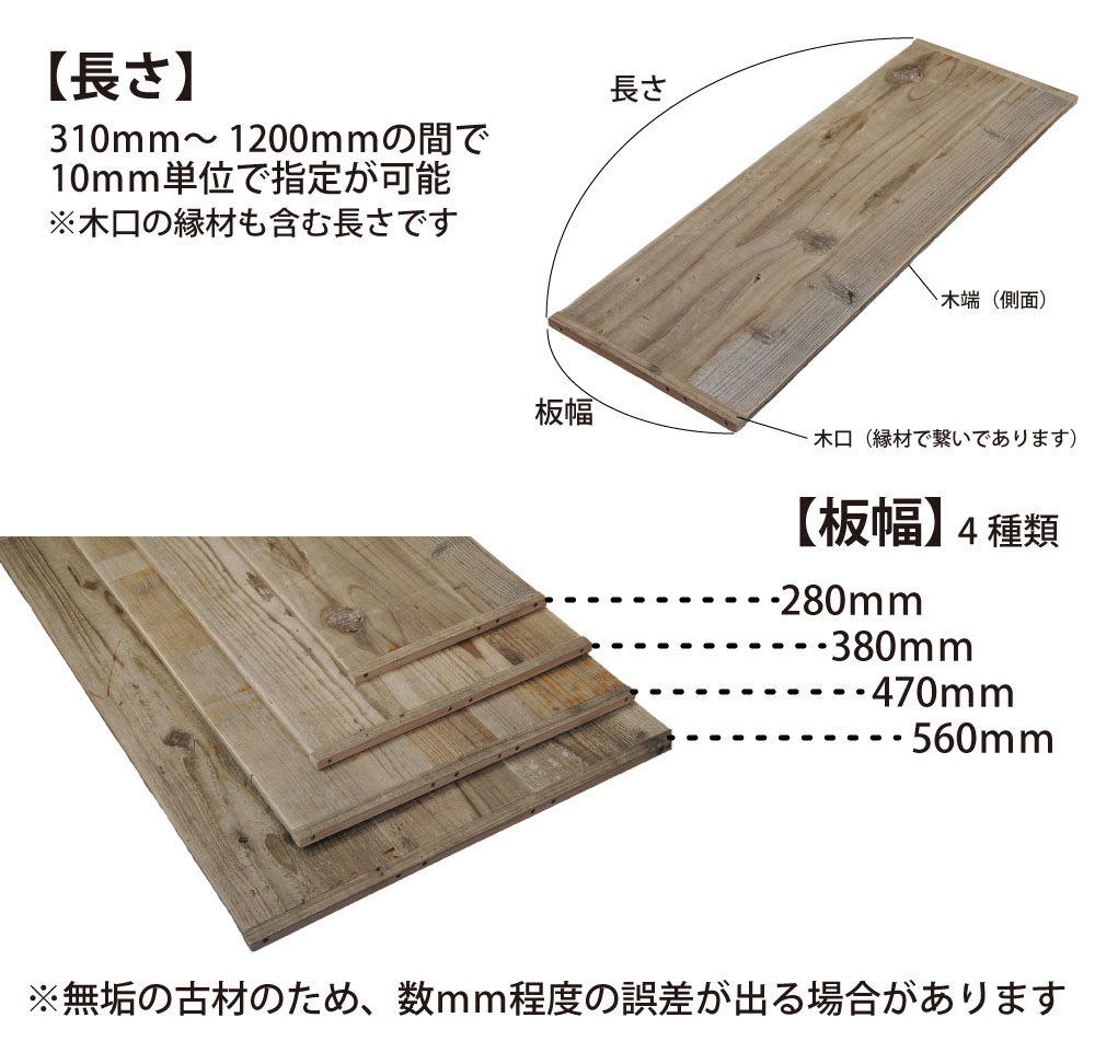 OLD ASHIBA（足場板古材） 厚みハーフ幅はぎ材（２枚あわせ） 厚15ｍｍ×幅280ｍｍ×長さ910〜1000ｍｍの画像
