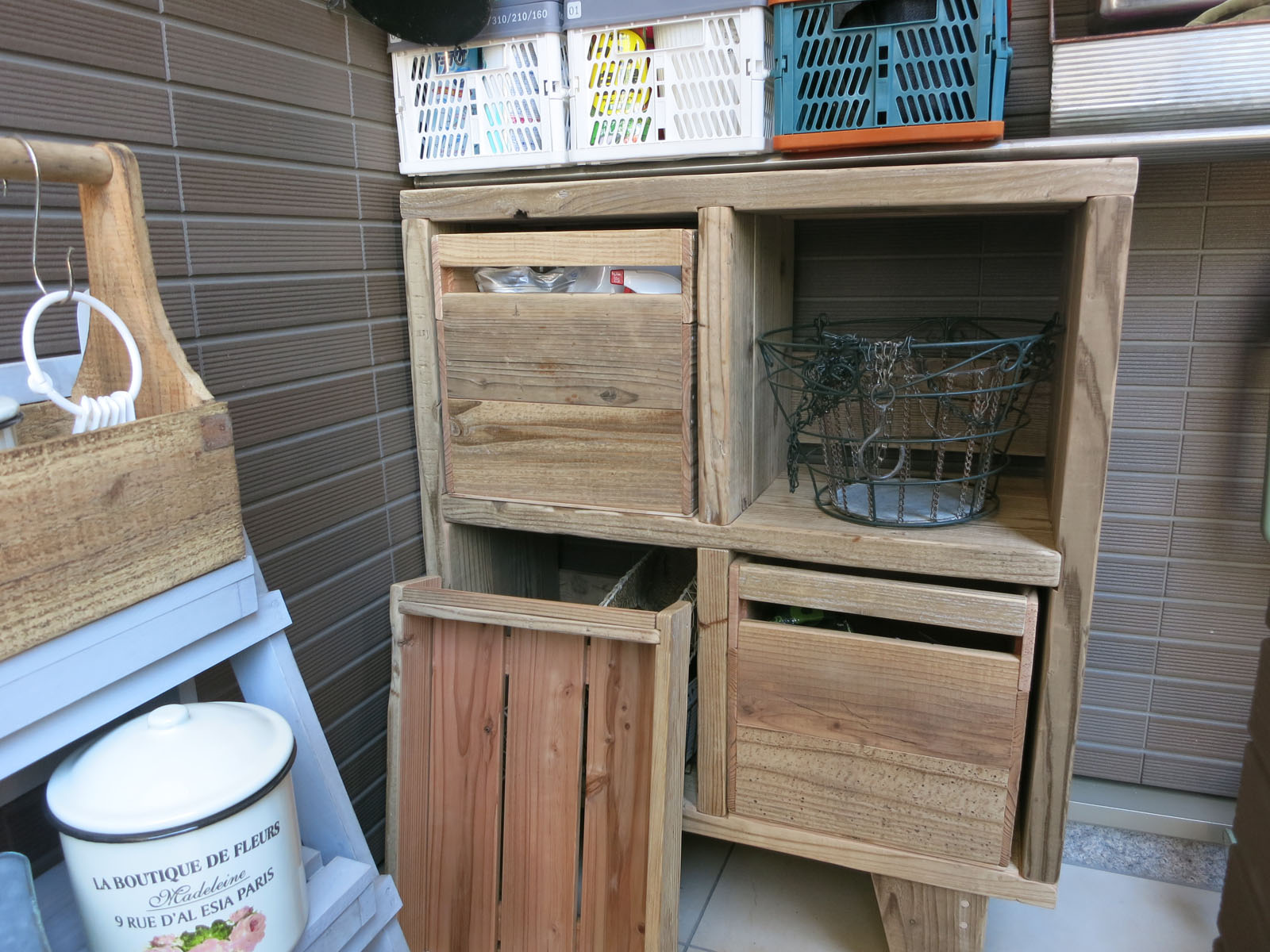 OLD ASHIBA（足場板古材）格子ラック 300型奥行280ｍｍ　1×2 幅370ｍｍ×高さ705ｍｍ×奥行280ｍｍ 〈受注生産〉画像