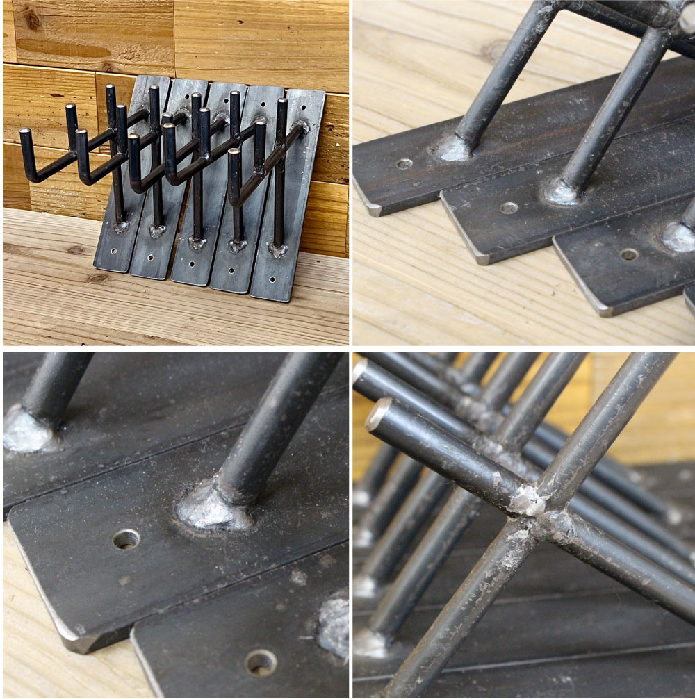 アイアン ハンガーフック 3連 3段 3着用 黒皮鉄 ワックス仕上げ 壁掛け 壁付け ハンガーラック 壁面収納 インダストリアル おしゃれ ブラック 黒 ウォールハンガー ディスプレイ コートフックの画像