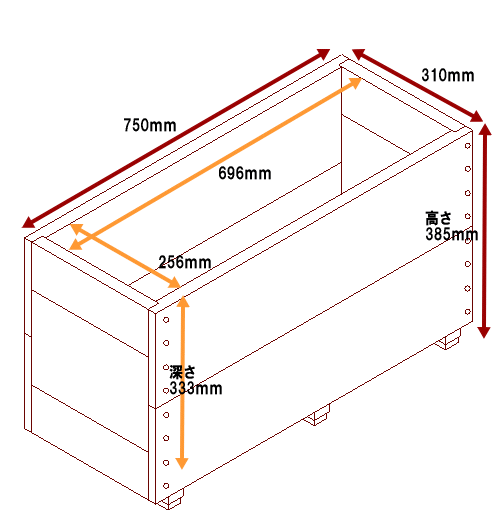 スクエアプランター長方形「大」（2段） 幅750ｍｍ×奥行310ｍｍ×高さ385ｍｍ画像