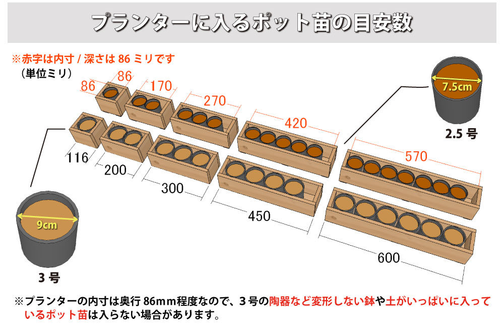 スリムプランター 幅300ｍｍ ●ゴム脚付きの画像