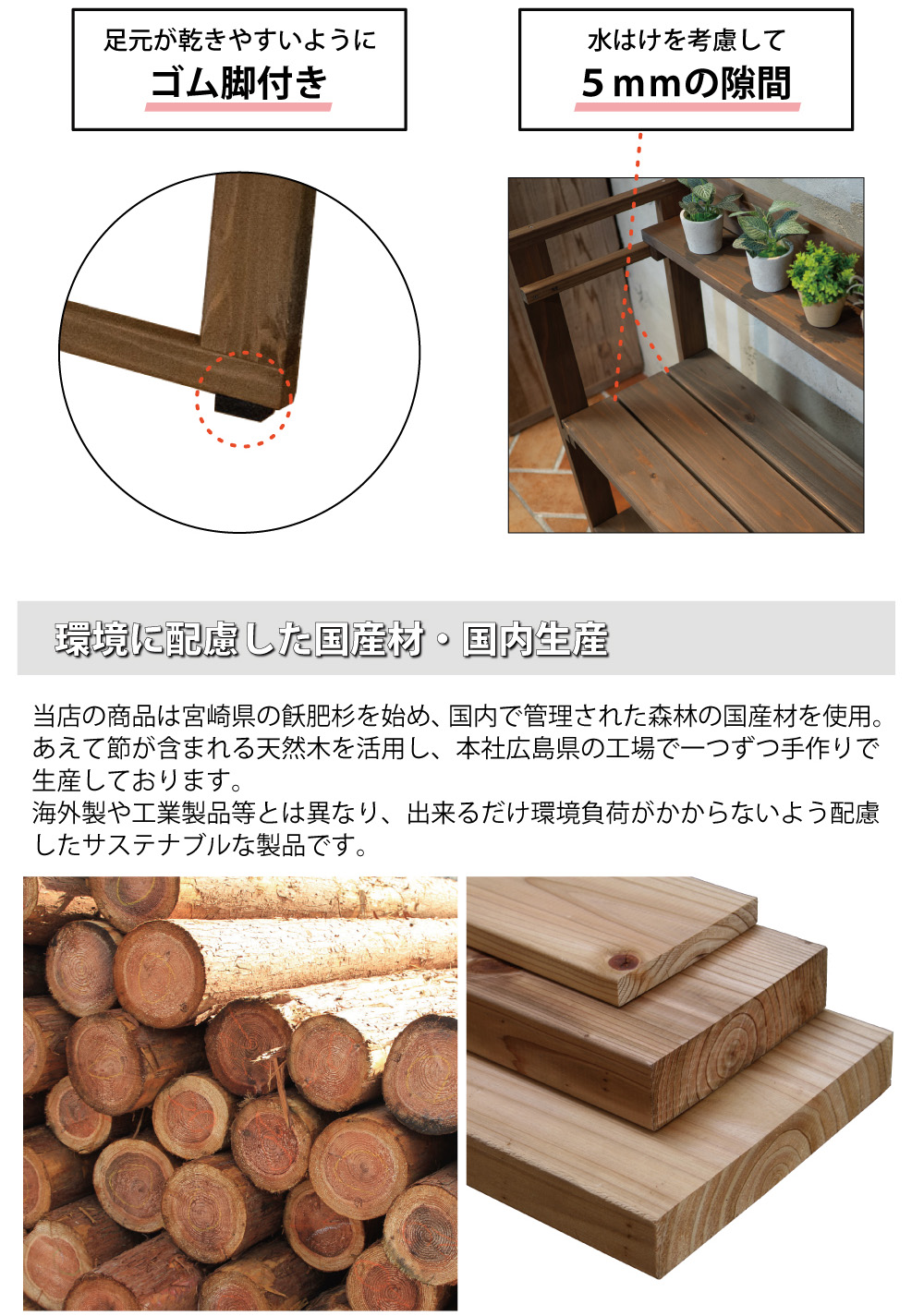 花台ライトシェルフ 【幅75cmタイプ】 幅792×奥行310+10×高さ750+10ｍｍ ●棚板2枚/ゴム脚付きの画像