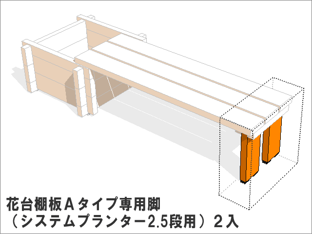 花台棚板Ａタイプ専用脚　（システムプランター2.5段用）２入画像
