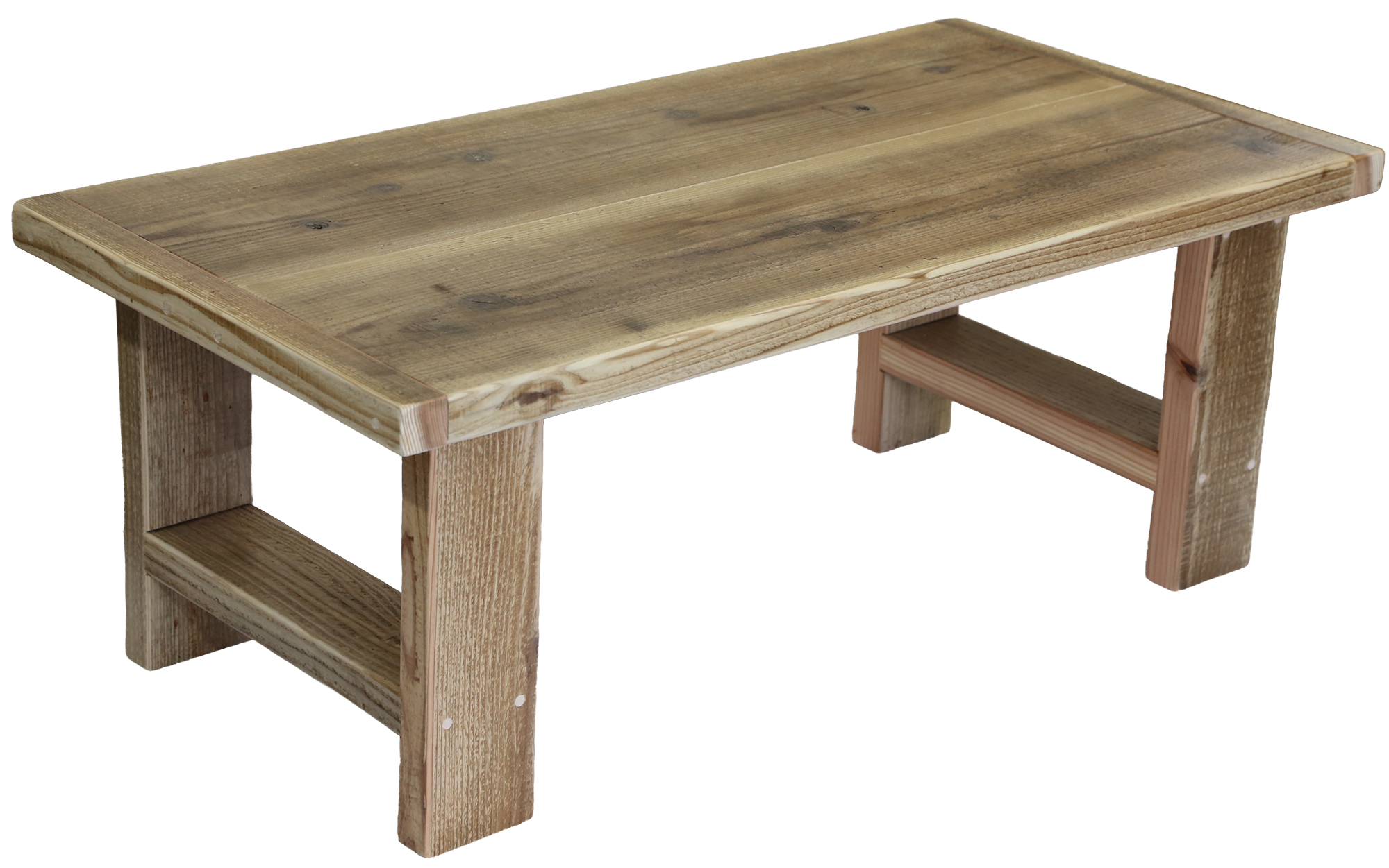 【アウトレット0303】OLD ASHIBA（足場板古材）Hシリーズ　ローテーブル（座卓） 幅900ｍｍ×奥行460ｍｍ×高さ345ｍｍ　屋内用透明色（クリア塗装）の画像