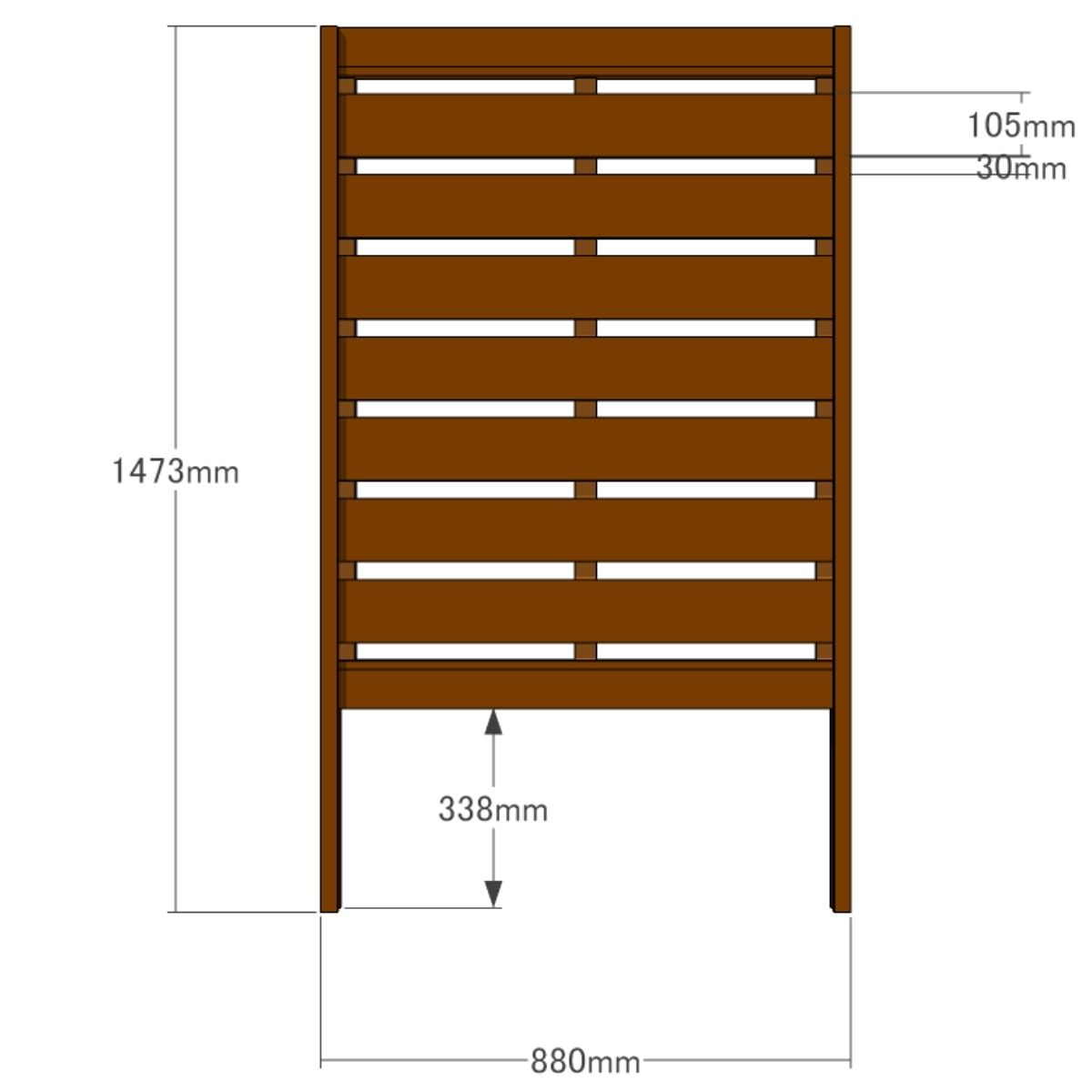 【アウトレット1003】◇パーツ単品販売◇プランター付きフェンス用【フェンス単体】旧タイプ横板2枚セット　ダークブラウン色の画像