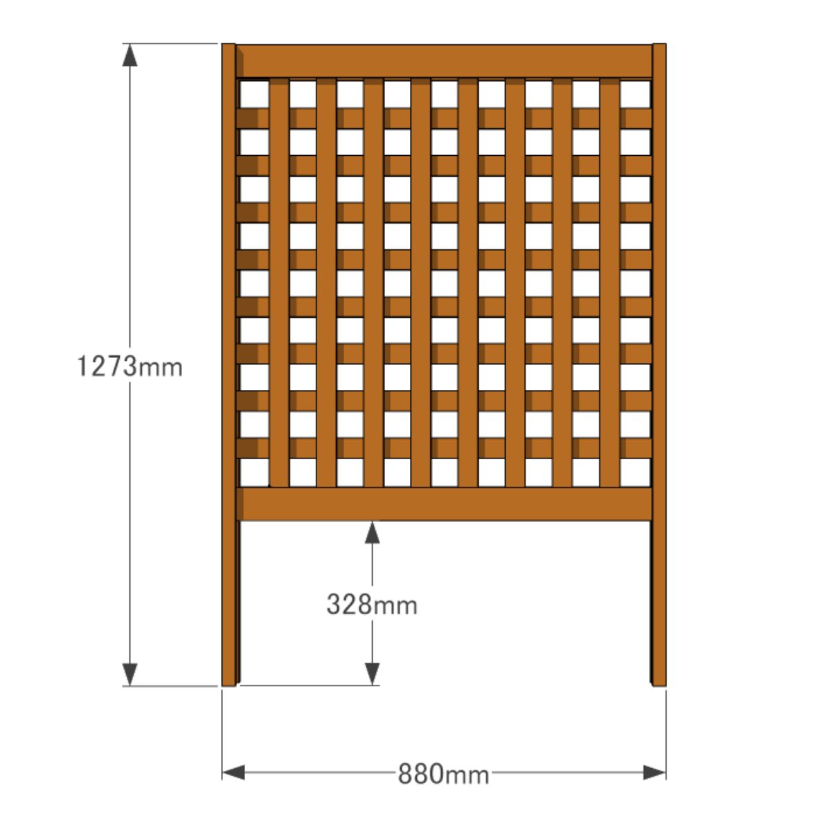 【アウトレット1006】◇パーツ単品販売◇プランター付きフェンス用【フェンス単体】格子Ｂ2枚セット　ミディアムブラウン色の画像