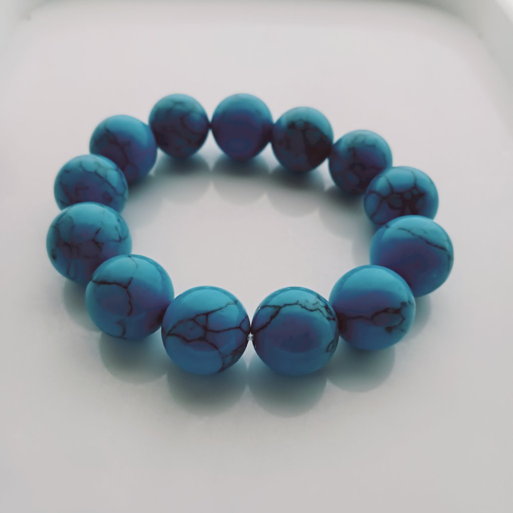 ターコイズ14ｍｍ　ブレスレット　ハンドメイドの画像